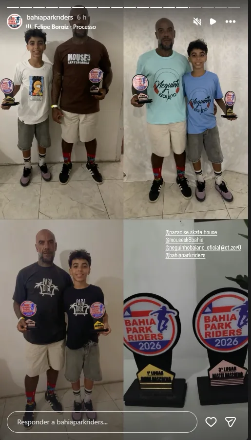 Montagem de troféus Mirim Masculino do Bahia Park Riders