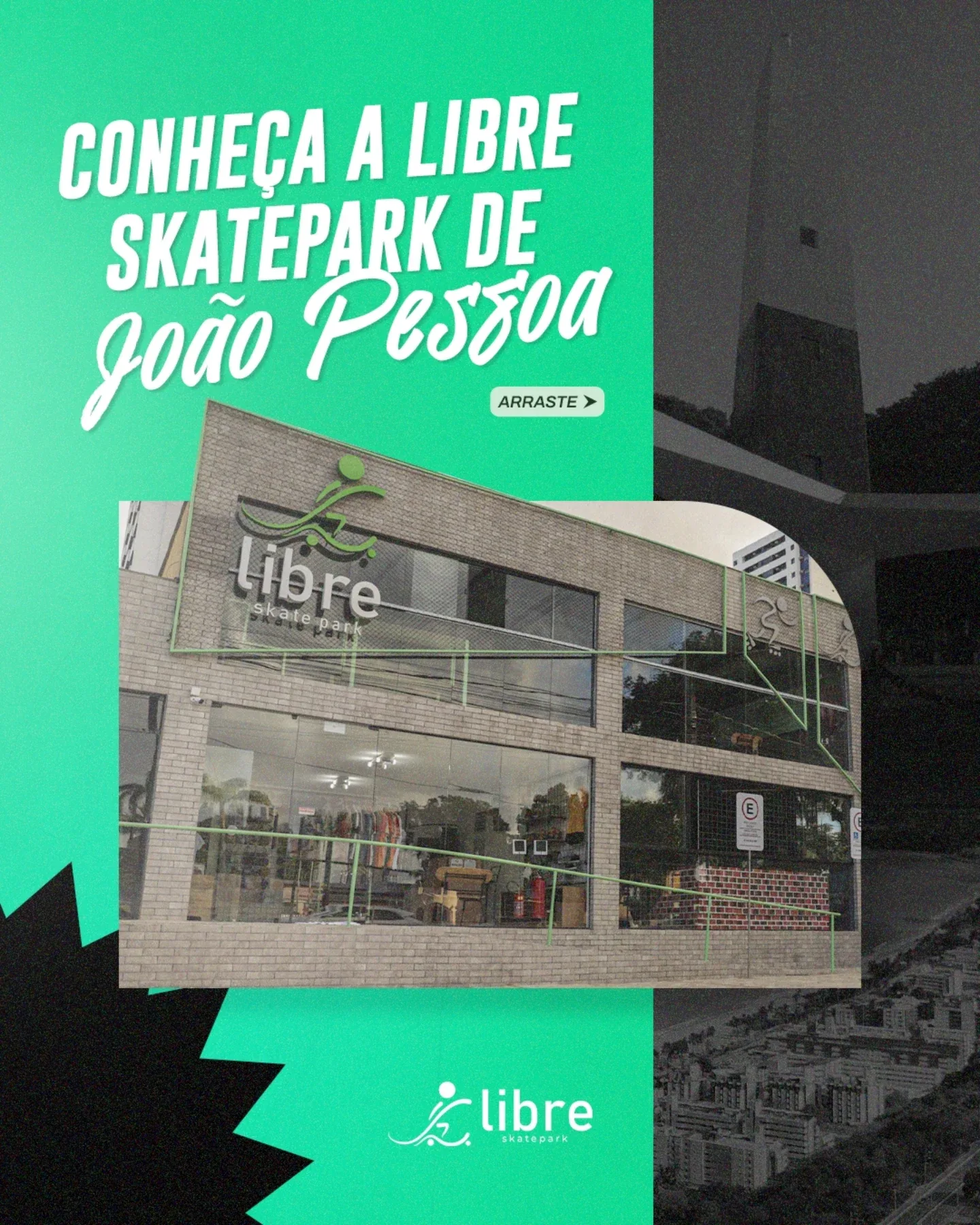 Fachada da unidade Libre Skatepark João Pessoa em Tambauzinho